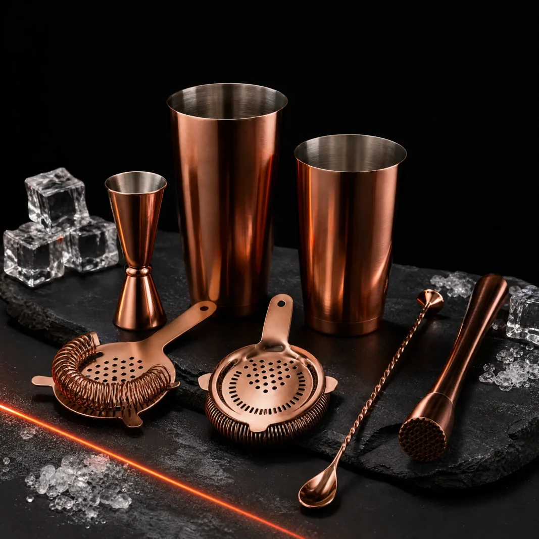 Seven-Piece Copper-Tone Bar Set — main product view