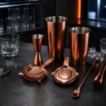 Seven-Piece Copper-Tone Bar Set — in use